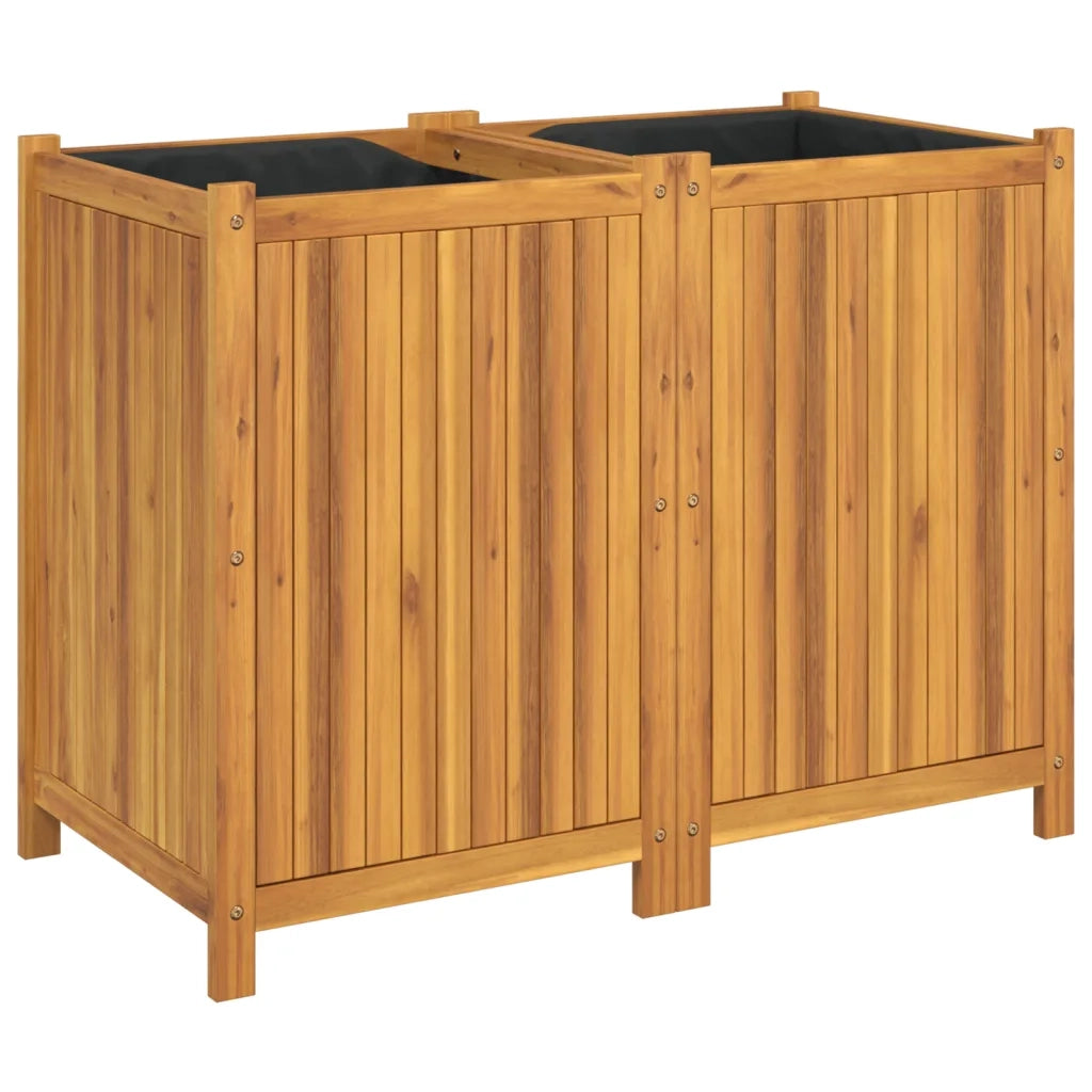 Fioriera Giardino con Rivestimento-Vaso da Esterno-Contenitore per Piante 100x50x75 cm Massello Acacia