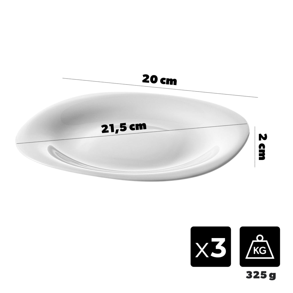 Set di 3 piatti da dessert KADAX da 21,5 cm, colore bianco.