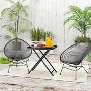 OKWISH Tavolo da Giardino Quadrato con Struttura Pieghevole, per Balcone, Terrazza e Campeggio, Acciaio Nero, 70 x 70 x 72 cm