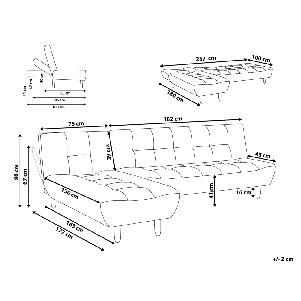 Divano Angolare Rivestimento Tessuto Grigio Scuro Gambe Legno Chiaro Chaise Longue versione destra 4 Posti