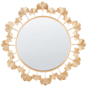 Specchio decorativo rotondo in legno di gingko e metallo oro da 60 cm camera da letto corridoio