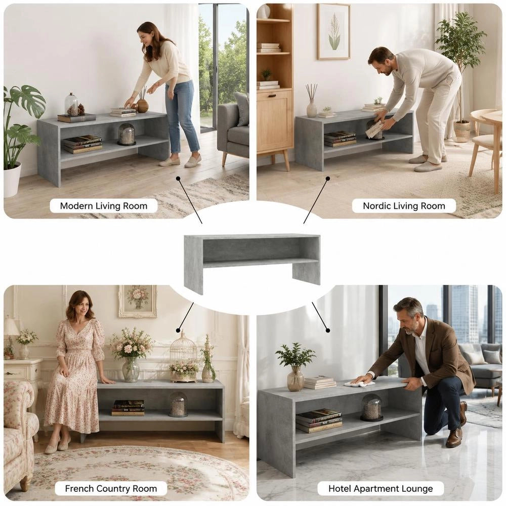 TV Cabinet Concrete Grey 100x40x40 Cm Wood-based Material