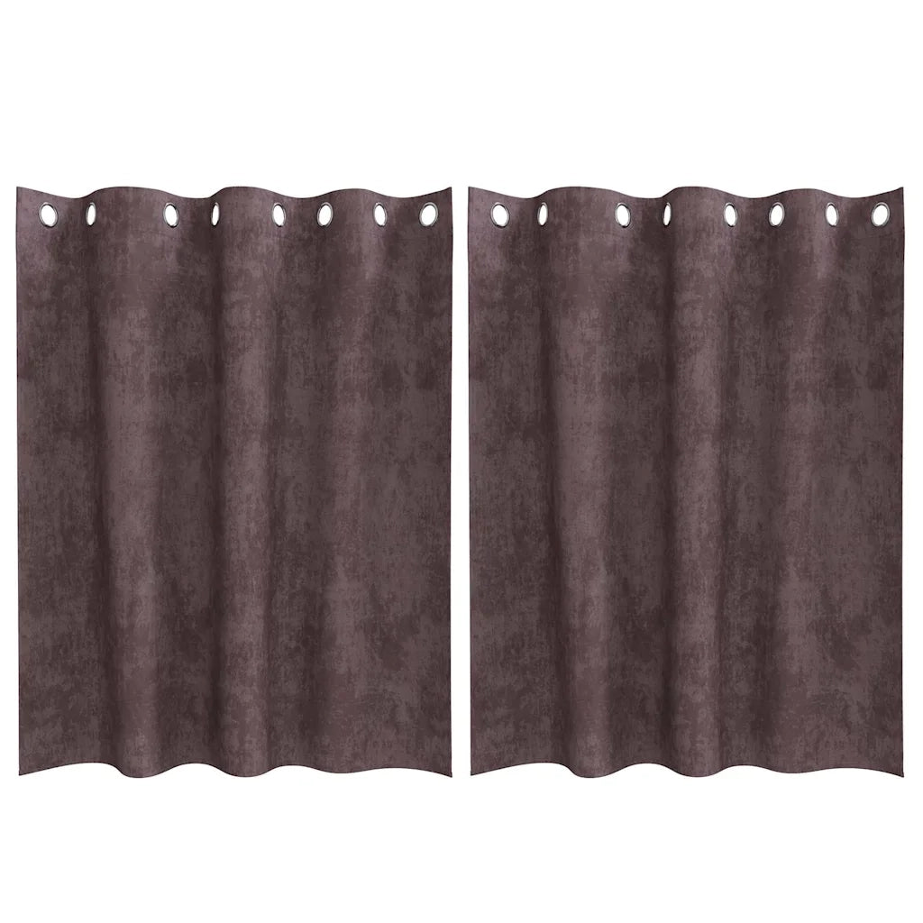 Tende in Velluto con tende 2 pz Marrone 140 x 140 cm Velluto