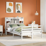Letto Libreria senza Materasso Bianco 135x190 cm Legno di Pino 3321929