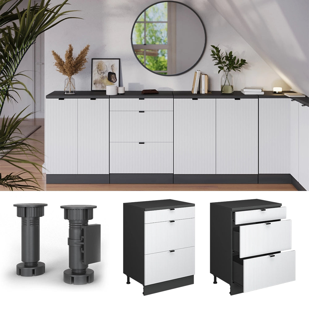 Mobile per mansarda Rion Ondulazione bianca/Antracite 60 x 83.8 cm senza inclinazione con 3 cassetti Vicco