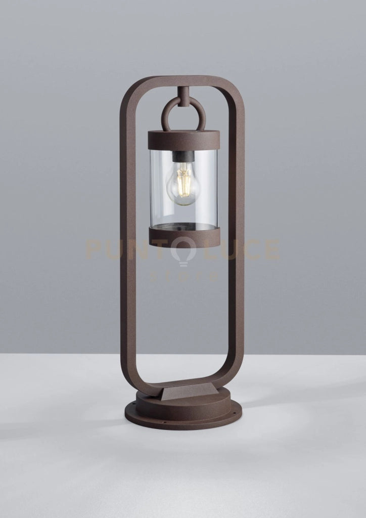 SAMBESI PALO LED DA ESTERNO LANTERNA CON SENSORE CREPUSCOLARE METALLO RUGGINE H. 60CM 1 LUCE ATTACCO E27