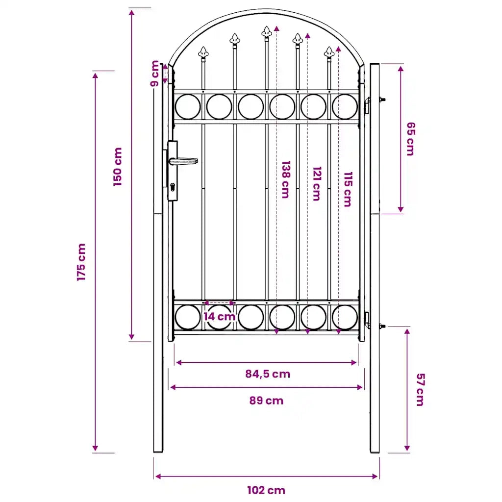 vidaXL Cancello per recinzione Grigio 100 x 150 cm