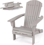 Set di 2/4 Sedie Adirondack Pieghevoli, Sedia da Esterno con Telaio in Legno di Abete, Schienale Alto e Braccioli Ergonomici, Sedia Adirondack per Patio Giardino Cortile Campeggio (1, Grigio)