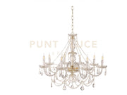 LAMPADARIO OPERA 8 LUCI TRASPARENTE E ORO ATTACCO E14 VETRO E CRISTALLO D.84CM