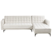 Divano letto angolare in tessuto bianco sporco versione sinistra moderno a L componibile