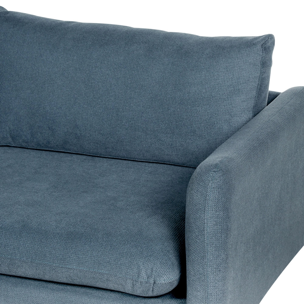 Divano angolare moderno in tessuto di ciniglia blu con gambe nere a 4 posti Stile Retrò Moderno