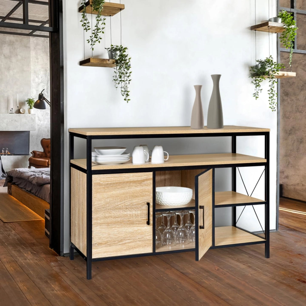 Credenza bassa DETROIT a 2 ante, design industriale