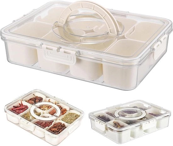 Snackbox portatile con contenitori - cassetta di caramelle con coperchio per pic-nic familiari - tavoli per snack con maniglia