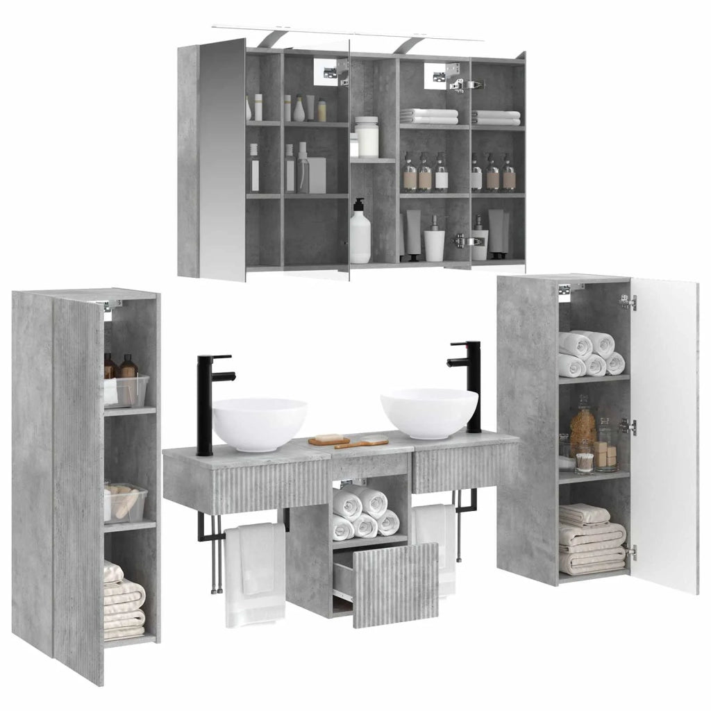 Set di mobili per il bagno 6 pcs Grigio Cemento 3407114
