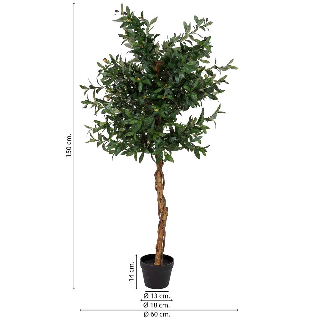 Olivo artificiale decorativo verde 1836 foglie verde 60x60x150