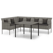 Set da Pranzo da Giardino 2 pz | Set Salotto da Giardino con Cuscini in Polyrattan Grigio