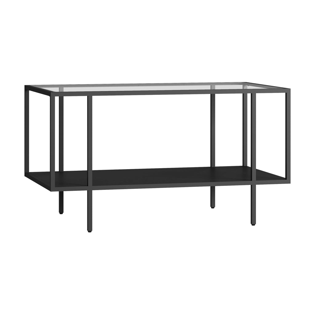 Tavolino Centrale da Salotto Nynna con Piano in Vetro 90 x 50 x 50cm Nero [en.casa]