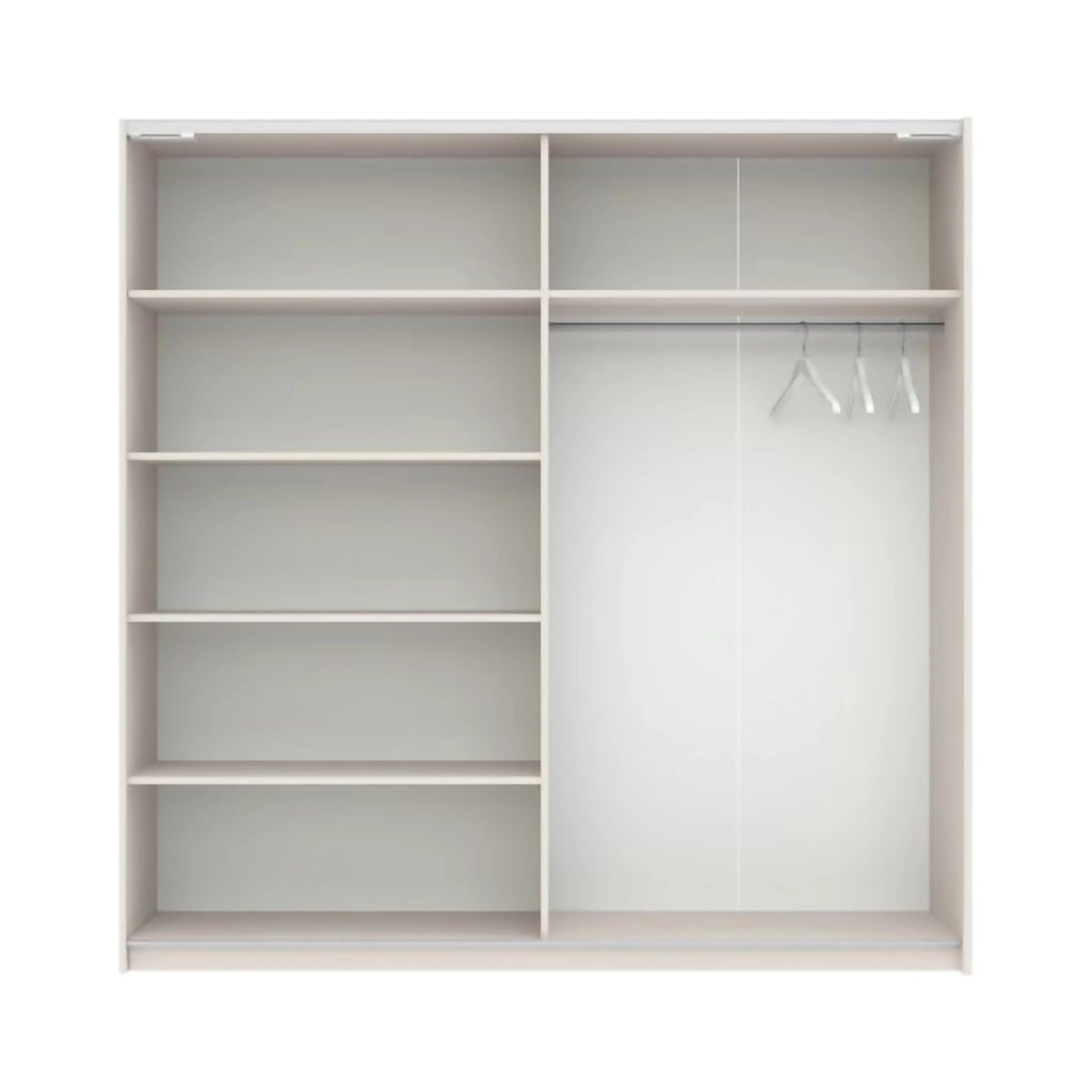 Armadio Camera da Letto Nalika, Guardaroba 2 Ante 2 Ripiani, 200x204h cm Beige Cashmere