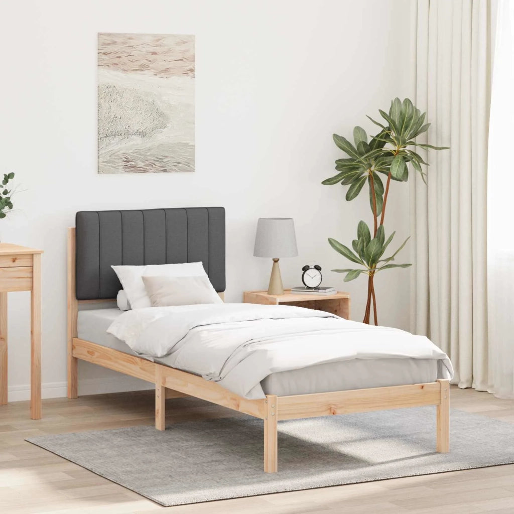 Letto con Testiera Rivestita Grigio scuro 75 x 190 cm