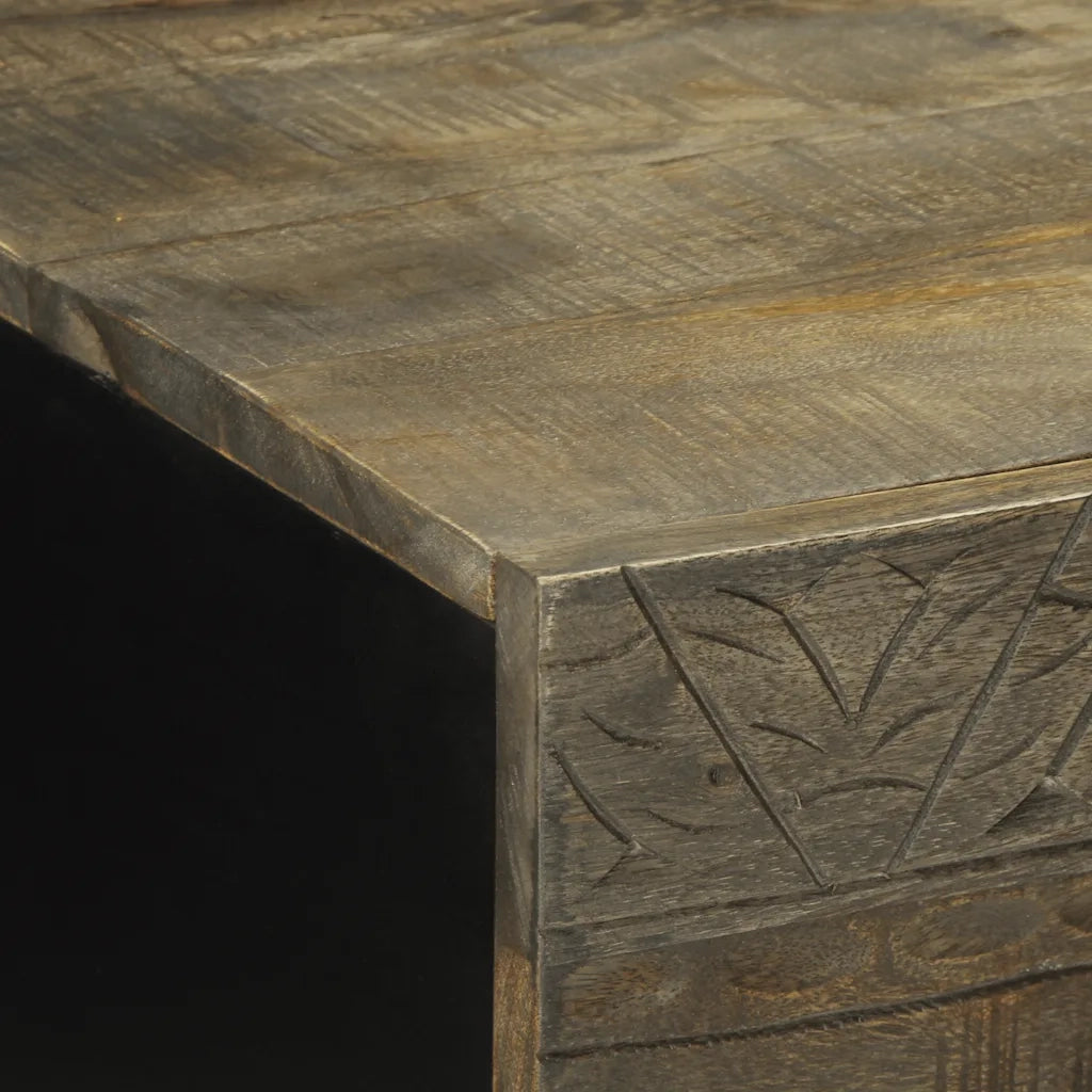 Tavolino Grigio Chiaro 100x54x40cm in Legno Massello di Mango