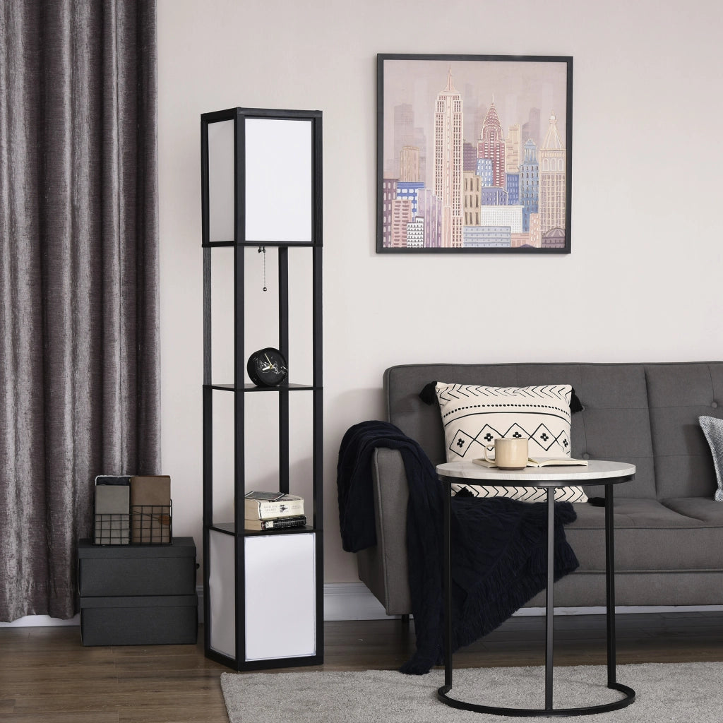 Lampada da terra con mensola ¨C Zephmum ¨C Nero e Bianco 26x26x156 cm