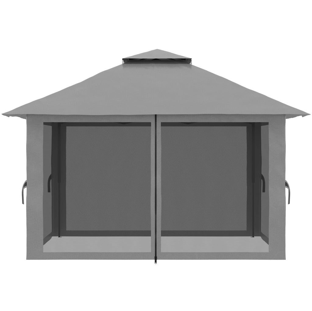Gazebo pieghevole 392 x 392 cm con tetto ventilato e pareti laterali