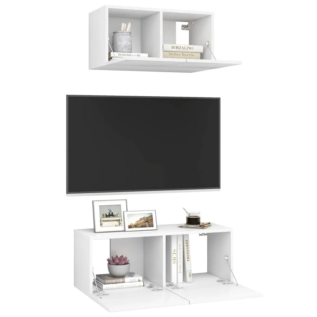 Set Mobili Porta TV 2 pz Bianco in Legno Multistrato 3078700