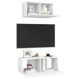 Set Mobili Porta TV 2 pz Bianco in Legno Multistrato 3078700
