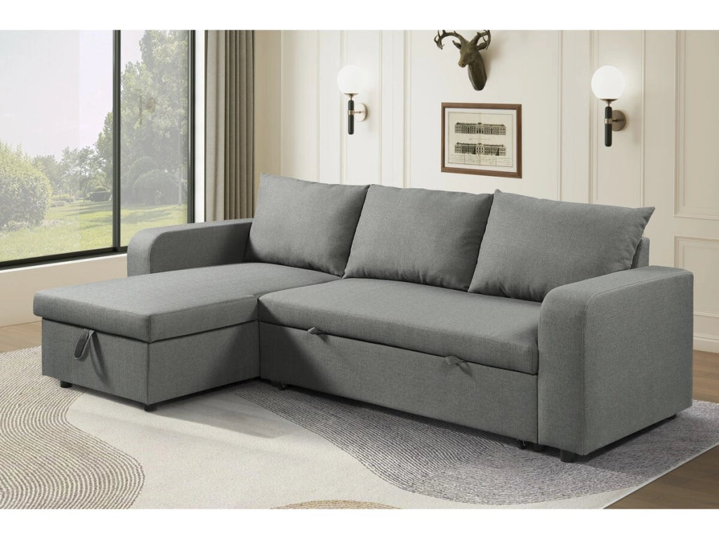 Divano angolare reversibile/convertibile in tessuto "Victor" - 3 posti - Grigio