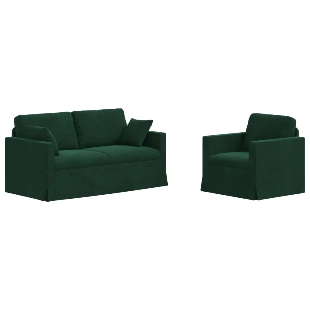 Set di divani 2 pcs Verde Scuro 158 x 78 x 80 cm Velluto