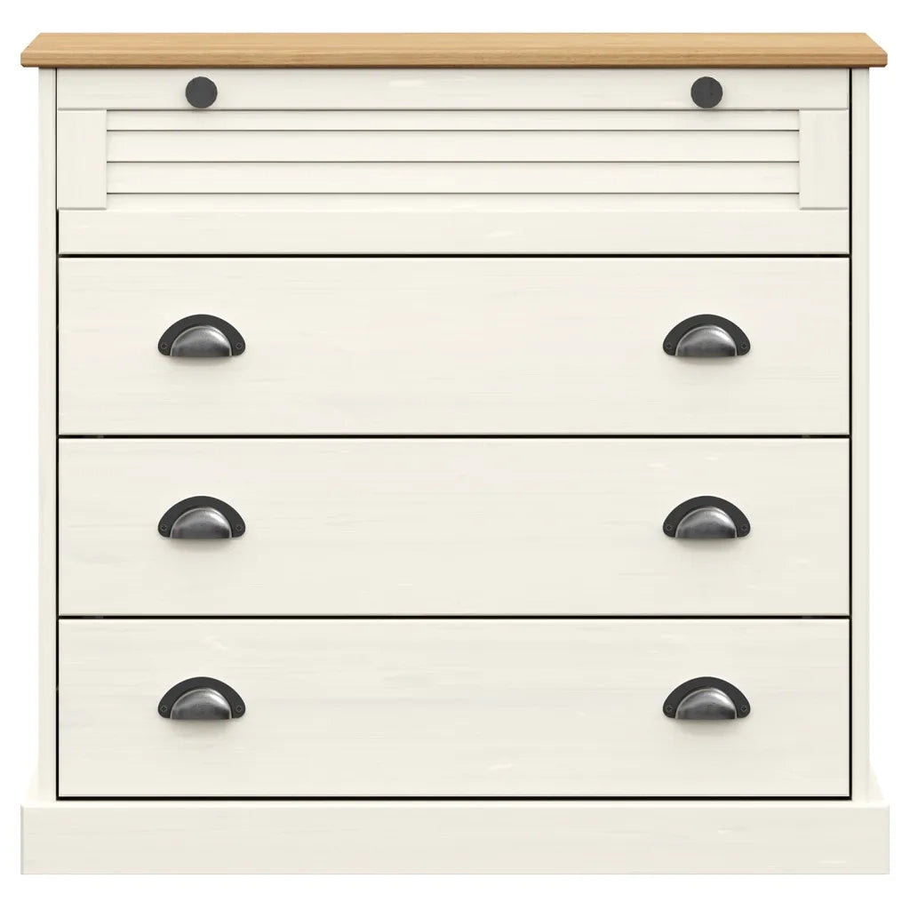 Cassettiera VIGO Bianca 80x40x76 cm in Legno Massello di Pino 353161