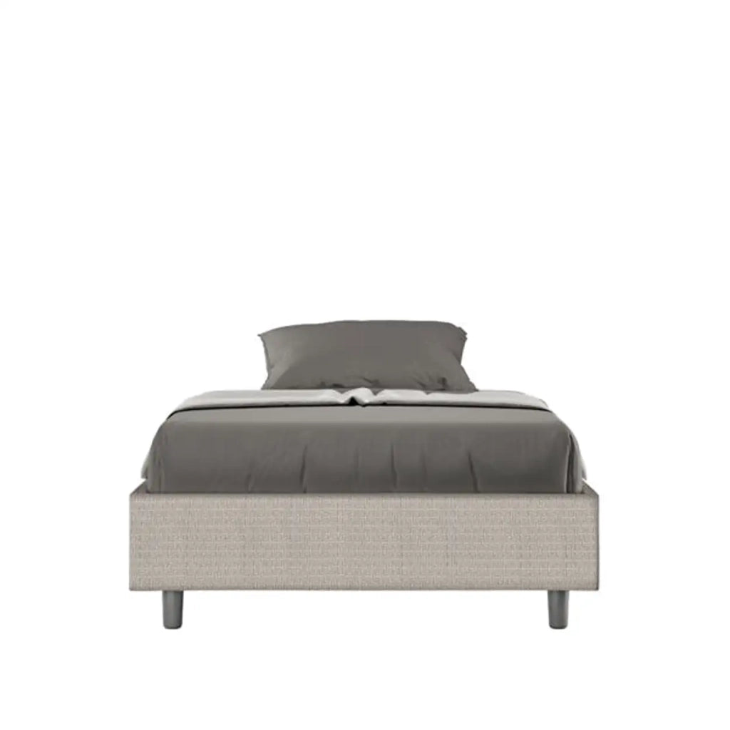 Letto una piazza e mezza con rete imbottito 120x200 tessuto Labirinto 1 bianco Azelia