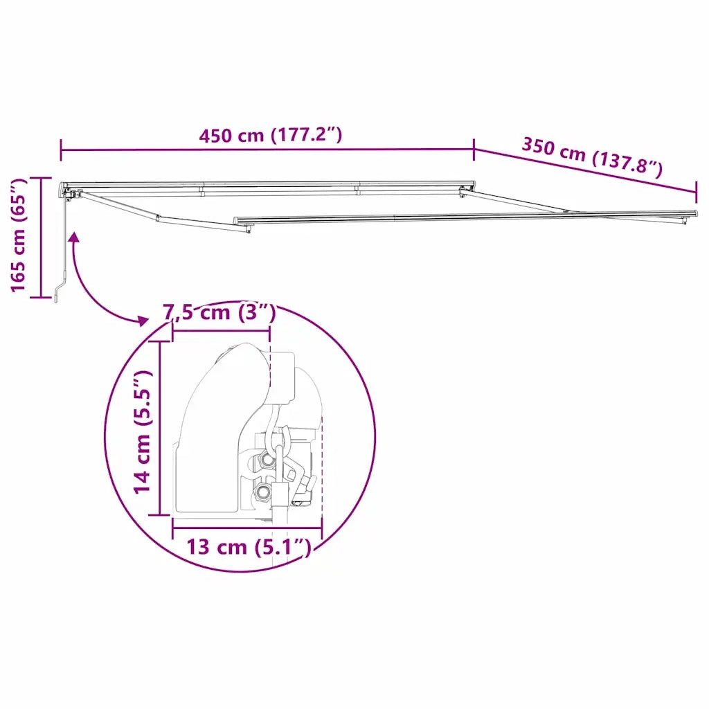 vidaXL Tenda da Sole Antracite 4,5 × 3,5 m Metallo
