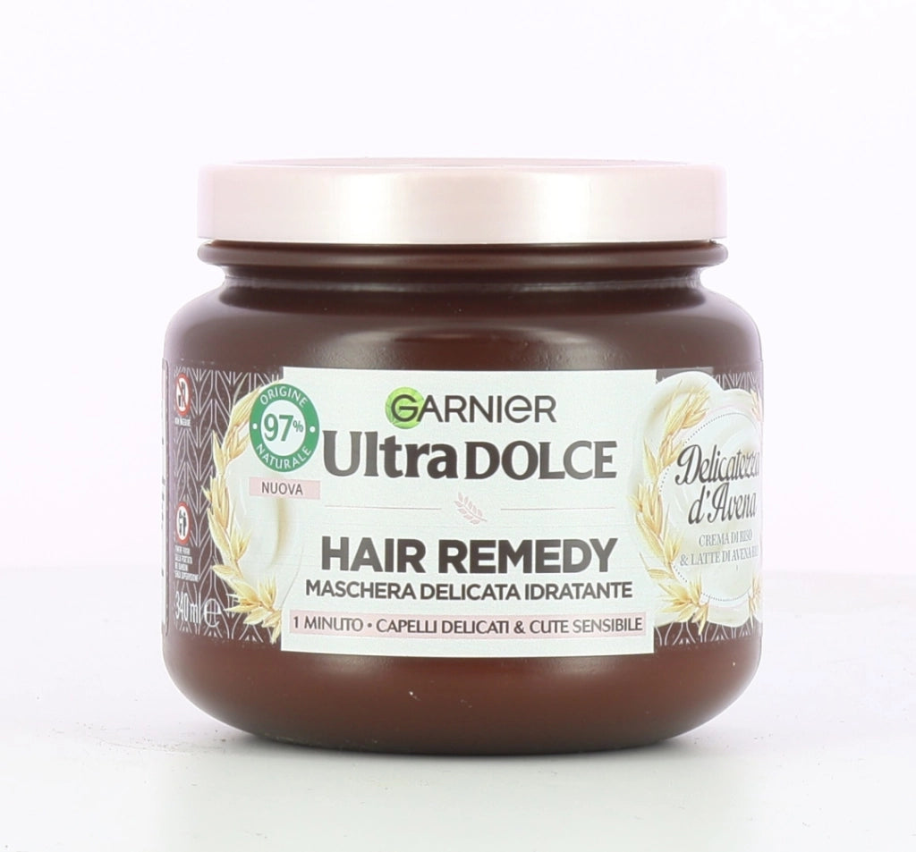 GARNIER ULTRA DOLCE MASCHERA IDRATANTE PER CAPELLI DELICATI E CUTE SENSIBILE CON CREMA DI RISO E LATTE DI AVENA 340 ML