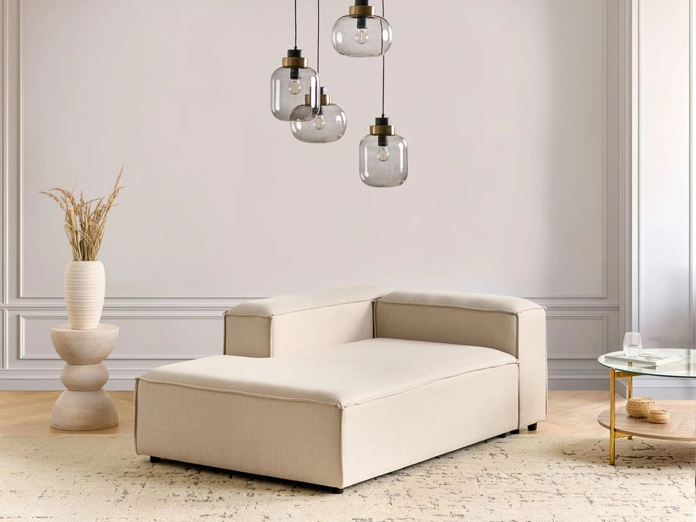 Chaise longue moderna tessuto beige Gambe nere Rivestimento in corda Soggiorno moderno