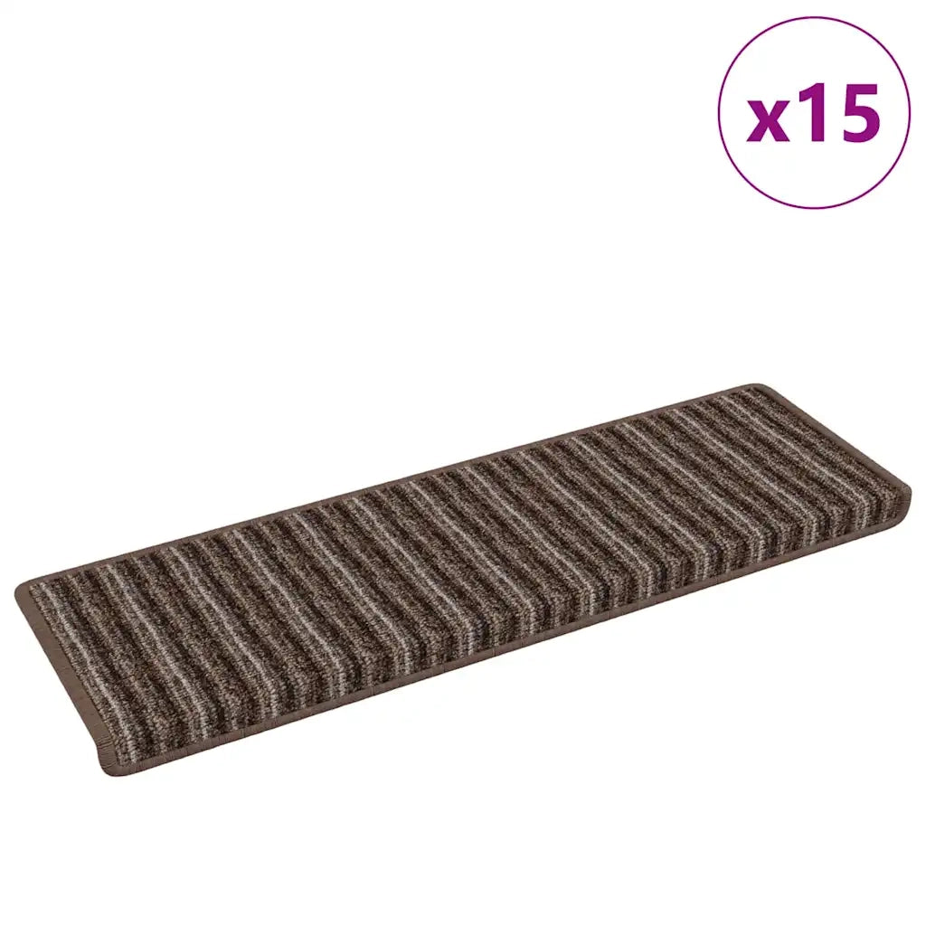 Tappetini per scale autoadesivi 15 pcs Marrone 65 x 21 x 4 cm