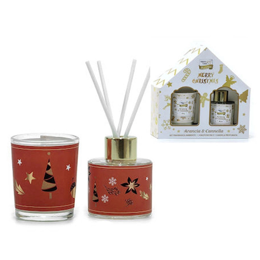 Trade Shop - Set Diffusore Fragranza Per Ambiente Natalizio 40 Ml Con 4 Bastoncini Candela Profumata -