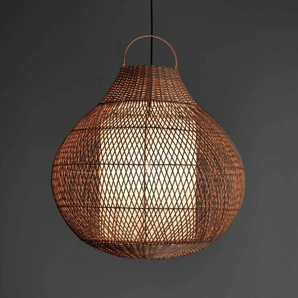Lampadario a filo in fibre naturali beige per esterno