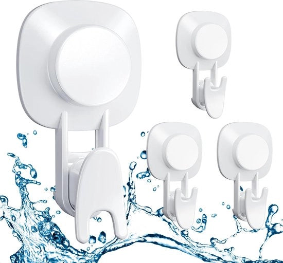 Pacco da 4 zuignaphake senza foratura - 2 in 1 haken singoli e doppie - 5KG di carico - zuignaphake girevoli 360° - zuighaken in vacuo extra resistenti per vetro da finestra, vasca e cucina.