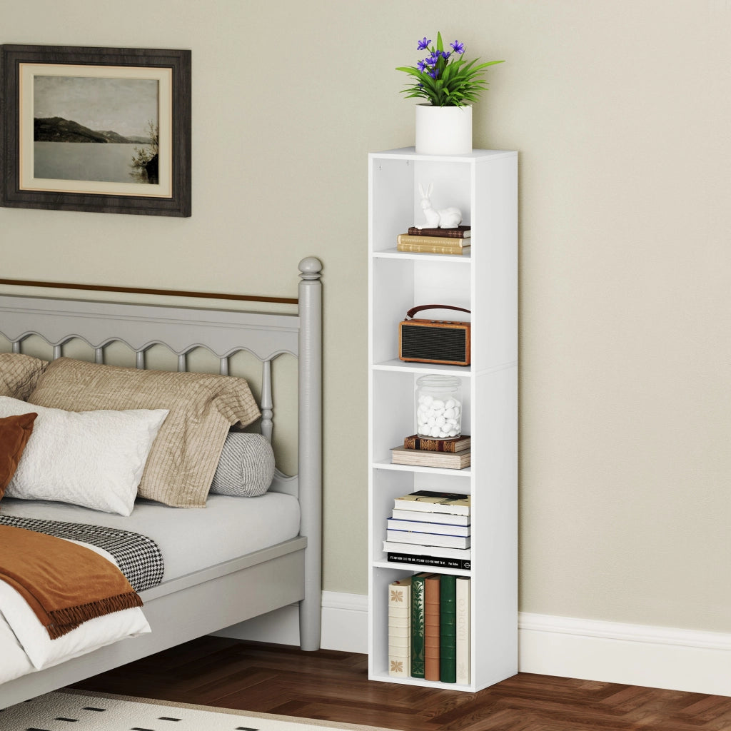 Libreria 5 Livelli Ripiani Regolabili ¨C Zephmum ¨C 30x24x133,5cm Bianco
