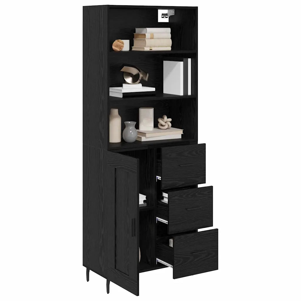Credenza con Cassetto-Buffet-Armadio da cucina Rovere Nero 69,5 x 34 x 180 cm 894181