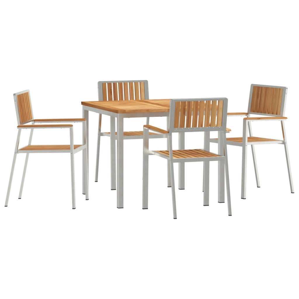 Set da Pranzo da Giardino  5 Pezzi in Legno Massello di Teak