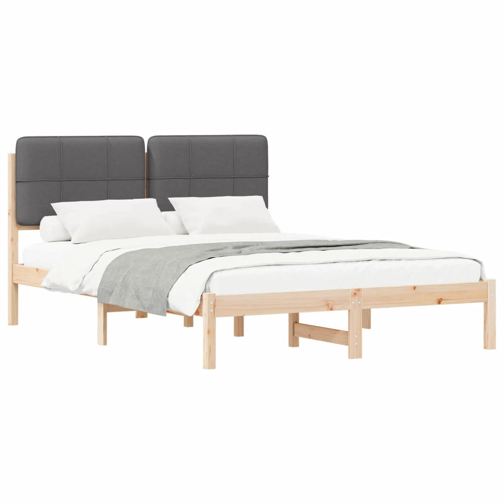 Letto con Testiera Rivestita Grigio scuro 150 x 200 cm