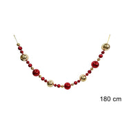 GHIRLANDA NATALIZIA CON PALLINE 180CM ROSSO ORO DI DUEESSE