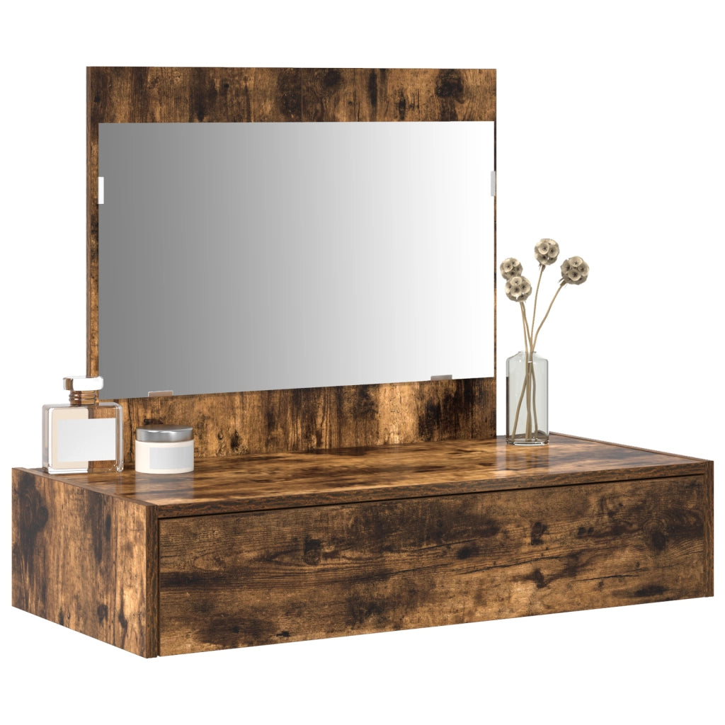 Tavolo da Toeletta Appeso al Muro Rovere Affumicato 83x40x70 cm