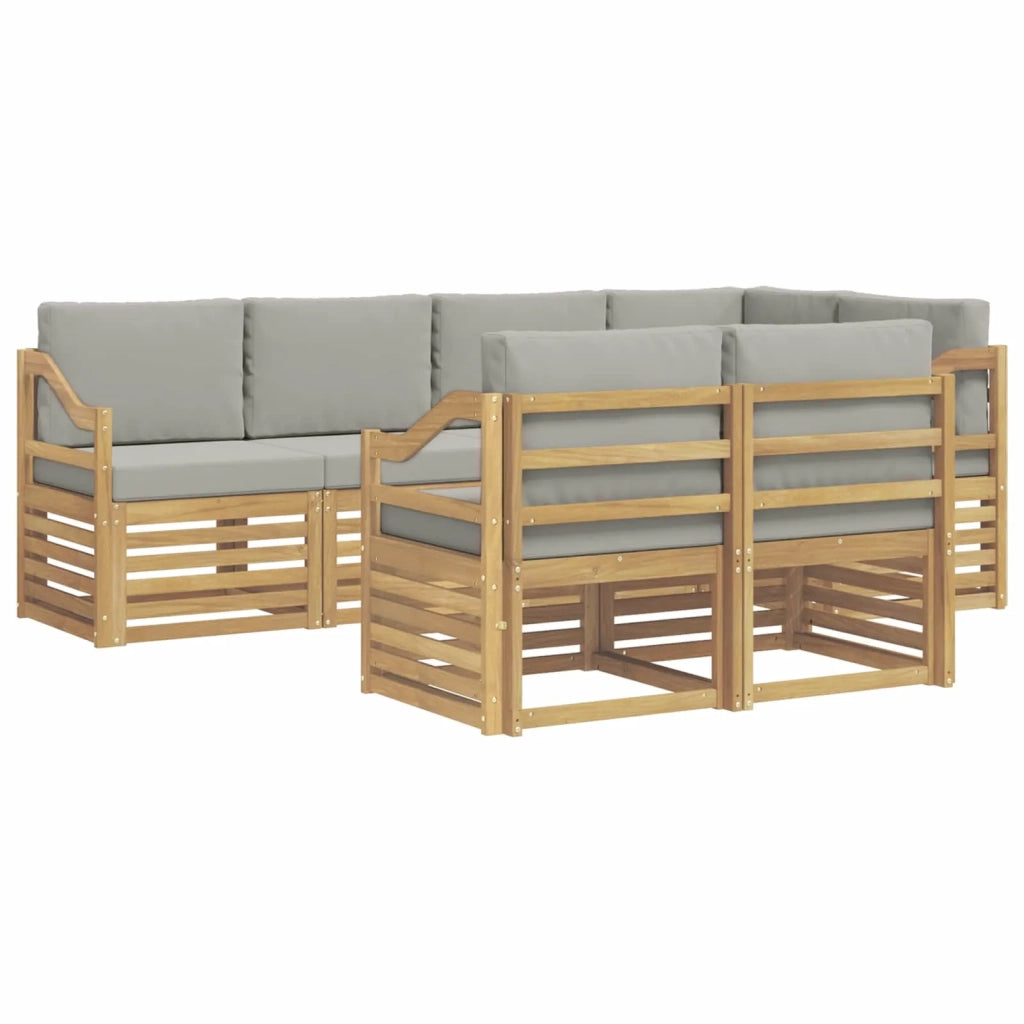Set di divani da esterno 7 pcs Bianco e Grigio Chiaro