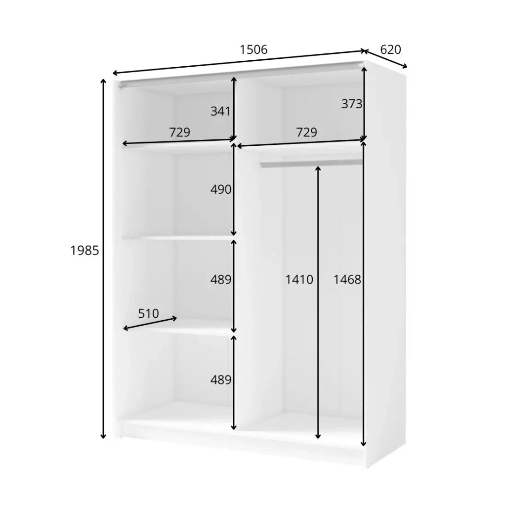 Armadio VARIA 150 cm cachemire e quercia con specchio e porte scorrevoli