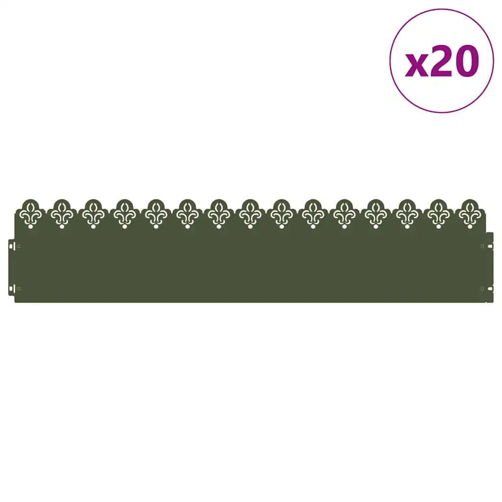 Bordure per prato 20 pz Verde oliva 103 x 0,05 x 22 cm Acciaio CFW9530818
