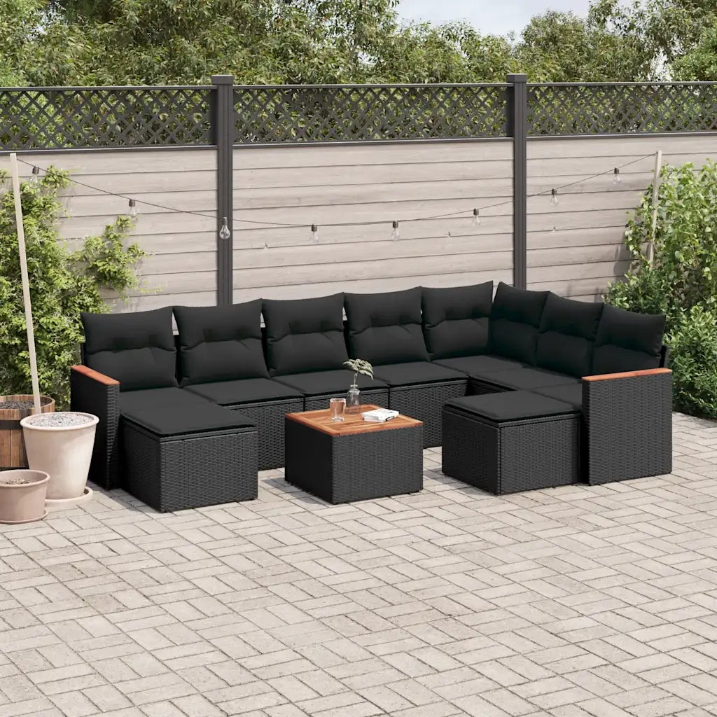 Set Divani da Giardino 10pz con Cuscini in Polyrattan Nerocod mxl 88547
