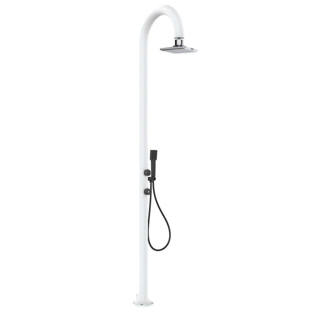 Sined Doccia Led in Alluminio Bianca con Miscelatore e Doccino Doppio Attacco Acqua Installabile Internamente ed Esternamente Modello LUNA-ALU-D-BIANCA-LED